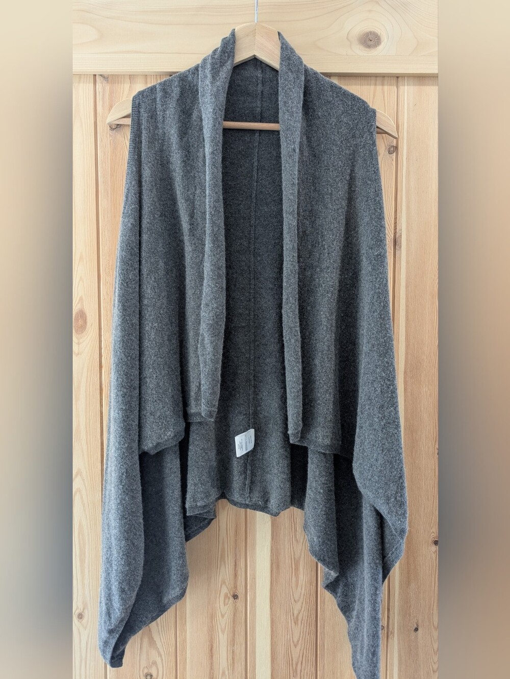 Gray Wool Cashmere Waterfall Vest - Picture 2 of 7